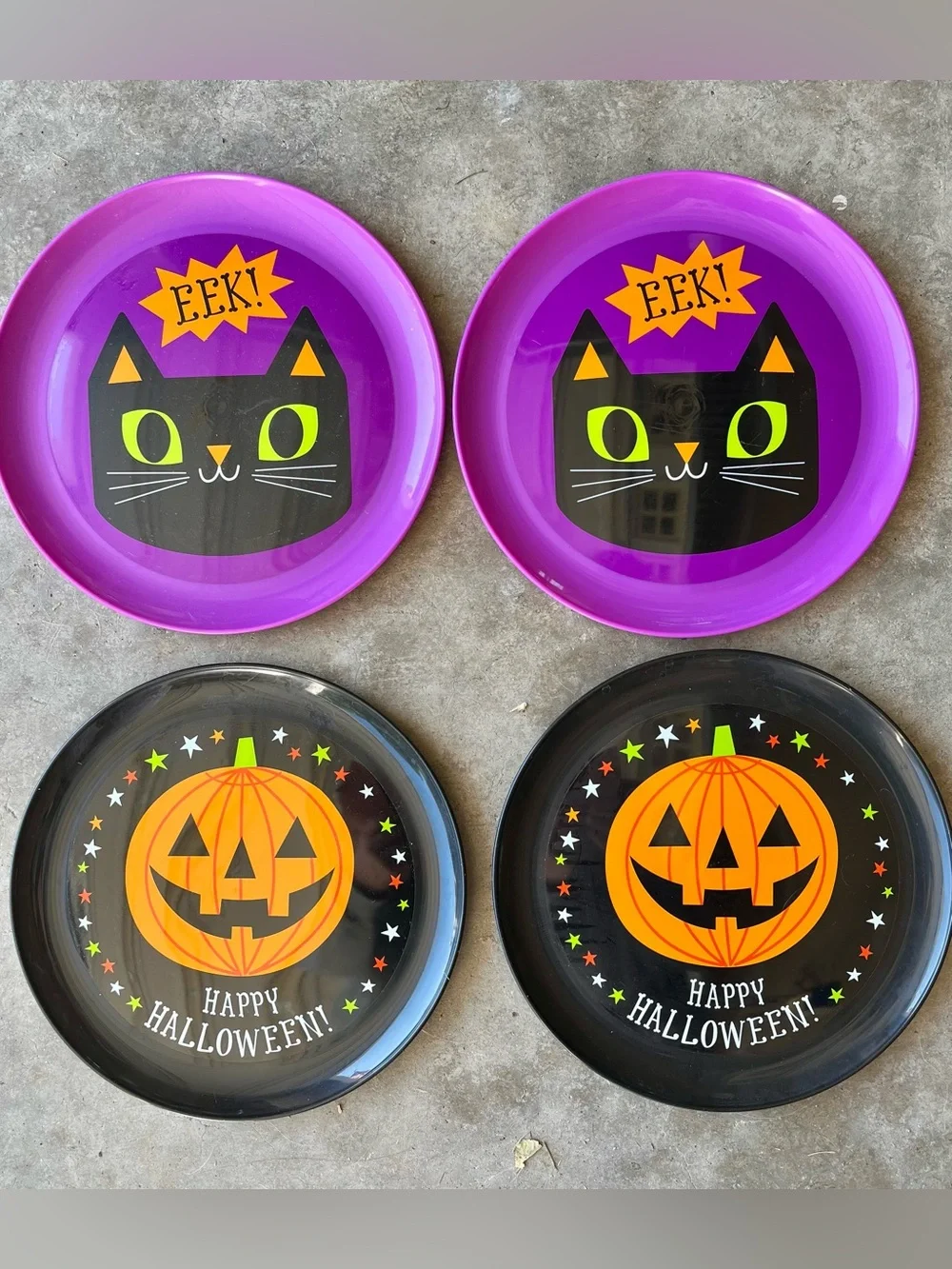 Fun Halloween Cat & Pumpkin Party Glitter Placemat Set w/ Plates & Cup